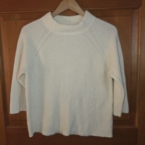 Only Ribbed Mock Neck 3/4 Sleeve Sweater Cream Size Large